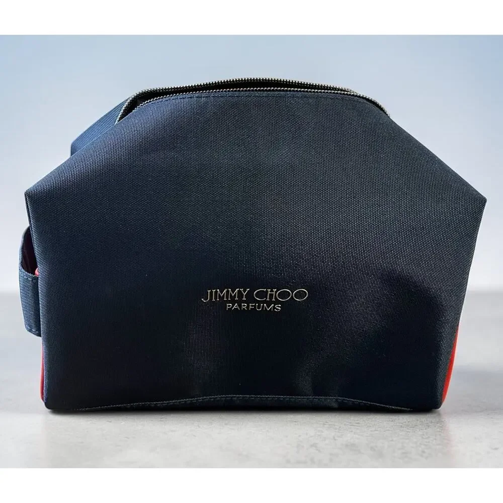 Jimmy Choo New Men's Travel Size Bag Elegant Toiletries Red Blue Zippered